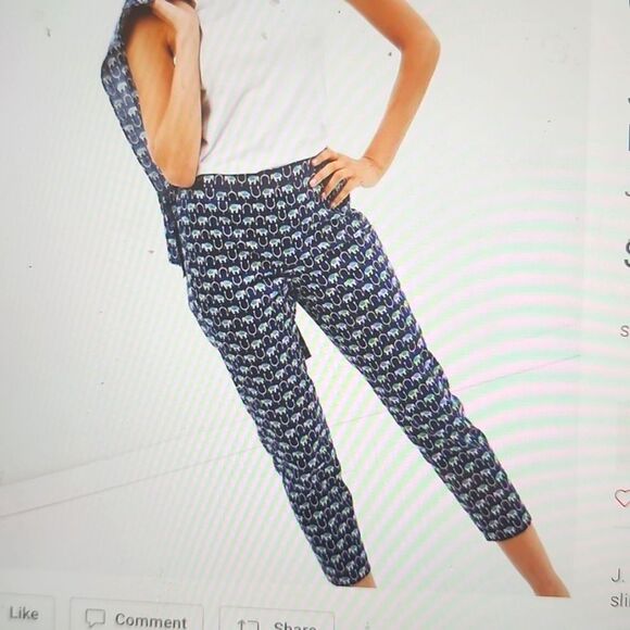 J. Crew married elephant print cropped pants size 10 - Picture 1 of 9